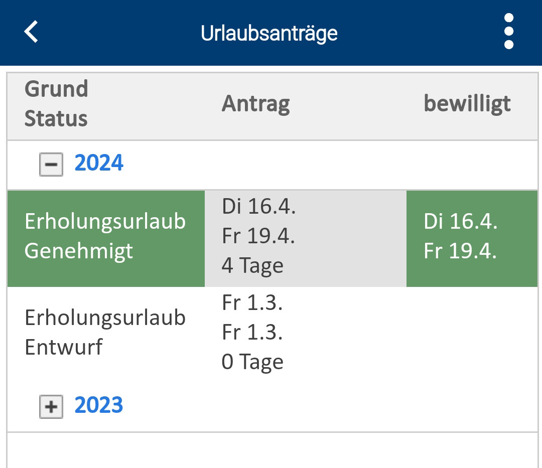 Button: Urlaubsantrag